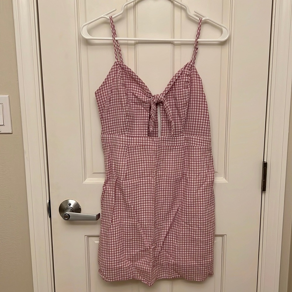 Tie Front Gingham Dress